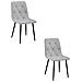 Sedia imbottita TYRA - Elegante tessuto grigio chiaro / Gambe nere x 2 - Foto miniatura 1