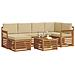 Set divani 7 pcs Naturale e Beige Legno di Acacia Massello - Foto miniatura 3