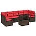 Set Divano da Giardino 8 pcs Marrone e Rosso polyrattan - Foto miniatura 1