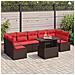 Set Divano da Giardino 8 pcs Marrone e Rosso polyrattan - Foto miniatura 2