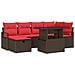 Set Divano da Giardino con cuscino 7 pcs Marrone Poly Rattan - Foto miniatura 1