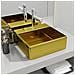 Lavandino Con Troppopieno 41x41x15 Cm In Ceramica Oro - Foto miniatura 1