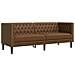 Divano Chesterfield A 3 Posti Marrone In Similpelle Scamosciata - Foto miniatura 2