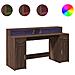 Scrivania con Luci LED Marrone Rovere 160x55x91 cm Multistrato - Foto miniatura 1