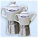 Caffettiera Moka 4 Tazzine In Fine Porcellana Certificata E Decorata Oro - Foto miniatura 1