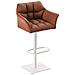 Sgabello Alto Regolabile Damaso in Similpelle I Sgabello Bancone con Braccioli E Schienale Imbottiti E Poggiapiedi, H 58-83 CM Marrone Chiaro Bianco - Foto miniatura 1