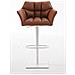 Sgabello Alto Regolabile Damaso in Similpelle I Sgabello Bancone con Braccioli E Schienale Imbottiti E Poggiapiedi, H 58-83 CM Marrone Chiaro Bianco - Foto miniatura 2