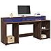 Scrivania con Luci LED Marrone Rovere 200x55x91 cm Truciolato - Foto miniatura 2