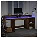 Scrivania con Luci LED Marrone Rovere 200x55x91 cm Truciolato - Foto miniatura 5
