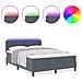 Letto con Rete a Molle con Materasso e LED Grigio Scuro 160x200 cm Velluto - Foto miniatura 4