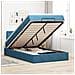 Pouf Letto con Materasso e LED Blu Scuro 120x190cm in Velluto - Foto miniatura 2