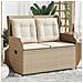 Panca Reclinabile da Giardino con Cuscini Beige in Polyrattan - Foto miniatura 2