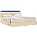 Letto con luci a strisce a LED Crema 200 x 200 cm Tessuto - Foto miniatura 3