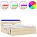Letto con luci a strisce a LED Crema 200 x 200 cm Tessuto - Foto miniatura 4