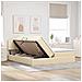Letto con luci a strisce a LED Crema 200 x 200 cm Tessuto - Foto miniatura 5