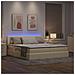 Letto con luci a strisce a LED Crema 200 x 200 cm Tessuto - Foto miniatura 6