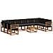 Set di divani da esterno con cuscino 11 pcs Naturale e Nero - Foto miniatura 1
