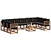 Set di divani da esterno con cuscino 11 pcs Naturale e Nero - Foto miniatura 3