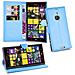 Custodia Compatibile Con Nokia Lumia 1520 In Pastello Blu - Coperchio Protettiva Con Chiusura Magnetica, Funzione Stand E Tasca Per Le Carte - Foto miniatura 1