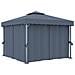 Gazebo Con Tende 3x3 Cm Antracite Alluminio - Foto miniatura 1
