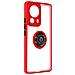 Cover Per Xiaomi 13 Lite Bimateria Anello Metallico Supporto Bordo Rosso - Foto miniatura 5