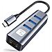 Adattatore Convertitore Usb-c A Rj45 Gigabit Con Hub 3 Porte Usb 5 Gbps - Foto miniatura 3