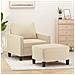 Poltrona Con Poggiapiedi Crema 60 Cm In Tessuto - Foto miniatura 1