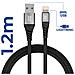 Cavo Da Usb A Lightning 2,4a Carica Sincronizzazione Nylon 1,2m, Nero - Foto miniatura 2