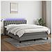 Letto a Molle Materasso e LED Grigio Scuro 140x200cm in Tessuto - Foto miniatura 3