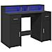 Scrivania con Luci LED Nera 120x55x91 cm in Legno Multistrato - Foto miniatura 3