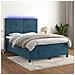 Letto a Molle con Materasso e LED Blu Scuro 140x190 cm - Foto miniatura 2