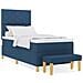 Letto con Rete a Molle con Materasso e Panca Blu 90x200 cm Tessuto - Foto miniatura 4