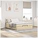 Pouf Letto con Materasso e LED Crema 140x200 cm in Tessuto - Foto miniatura 4