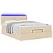 Pouf Letto con Materasso e LED Crema 140x200 cm in Tessuto - Foto miniatura 6