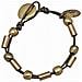 Bracciale In Pelle Marrone Con Perline Placcate In Oro E Chiusura A Bottone. - Foto miniatura 1