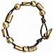 Bracciale In Pelle Marrone Con Perline Placcate In Oro E Chiusura A Bottone. - Foto miniatura 3