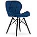 Sedia in velluto WAKO - Design moderno, blu navy, gambe nere x 3 - Foto miniatura 2