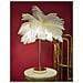 Lampada Da Tavolo Palm Bianca In Metallo Dorato Con Piume Di Struzzo - Foto miniatura 5
