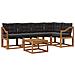 Set di divani da esterno con cuscino 6 pcs Naturale e Nero - Foto miniatura 1