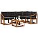 Set di divani da esterno con cuscino 6 pcs Naturale e Nero - Foto miniatura 3