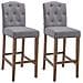 Set 2 Sgabelli Bar Cucina Louise Chesterfield in Tessuto e Legno - Coppia Sedie Sgabello Bancone con Schienale H 77cm Grigio Chiaro Antico Chiaro - Foto miniatura 1