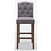 Set 2 Sgabelli Bar Cucina Louise Chesterfield in Tessuto e Legno - Coppia Sedie Sgabello Bancone con Schienale H 77cm Grigio Chiaro Antico Chiaro - Foto miniatura 2