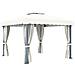 Gazebo Con Tende 3x3 Cm Bianco Crema Alluminio - Foto miniatura 4