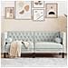 Divano Chesterfield Con Rinforzi 2 Posti Grigio Chiaro Velluto - Foto miniatura 1