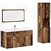 Set Mobili Da Bagno 3 Pz Legno Antico In Legno Multistrato - Foto miniatura 2