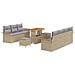 Set di divani da giardino 10 pezzi con cuscini beige in rattan sintetico acacia, Divano da giardino 2 posti con storage e cuscini beige in rattan sintetico, Set da pranzo da giardino 3 pezzi con cuscini beige in rattan sintetico acacia - Foto miniatura 1