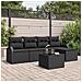 Set di Divano da Giardino  6 Pezzi con Cuscini Beige Polyrattan, Divano da Giardino  2 Posti con Scaffale e Cuscini Nero Polyrattan - Foto miniatura 2