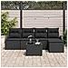 Set di Divano da Giardino  6 Pezzi con Cuscini Beige Polyrattan, Divano da Giardino  2 Posti con Scaffale e Cuscini Nero Polyrattan - Foto miniatura 3
