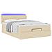 Pouf Letto con Materasso e LED Crema 140x200 cm in Tessuto - Foto miniatura 5