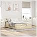 Pouf Letto con Materasso e LED Crema 140x200 cm in Tessuto - Foto miniatura 6